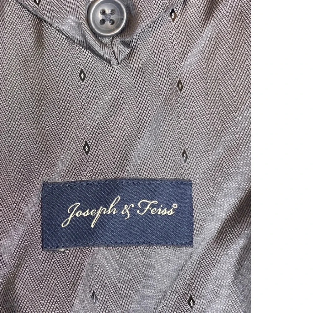 Mens Wool Suit Jacket Pinstripe 38L Charcoal Gray Joseph & Feiss